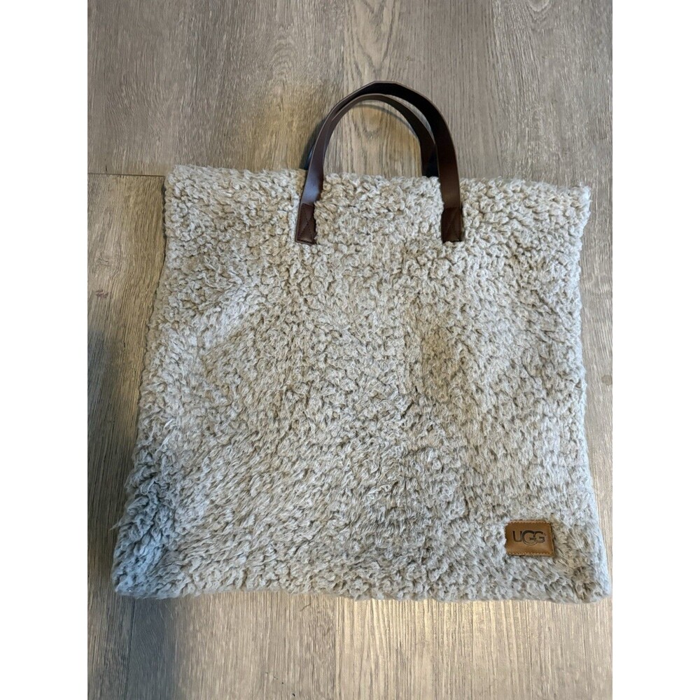 UGG Shearling Tote Bag in Cream with Leather Handles